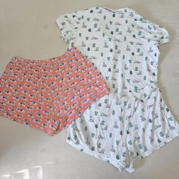 Roller Rabbit Lulu Shorts Set Wolf Coyote Cactus Pajamas Medium Horses Pink - Picture 13 of 13